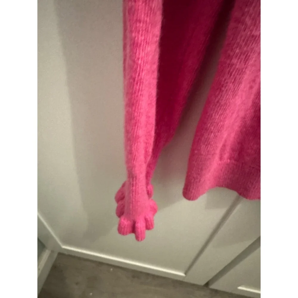 Banana‎ Republic Fine Italian Yarns Pink Ruffle Cuff Sweater Womens Size M